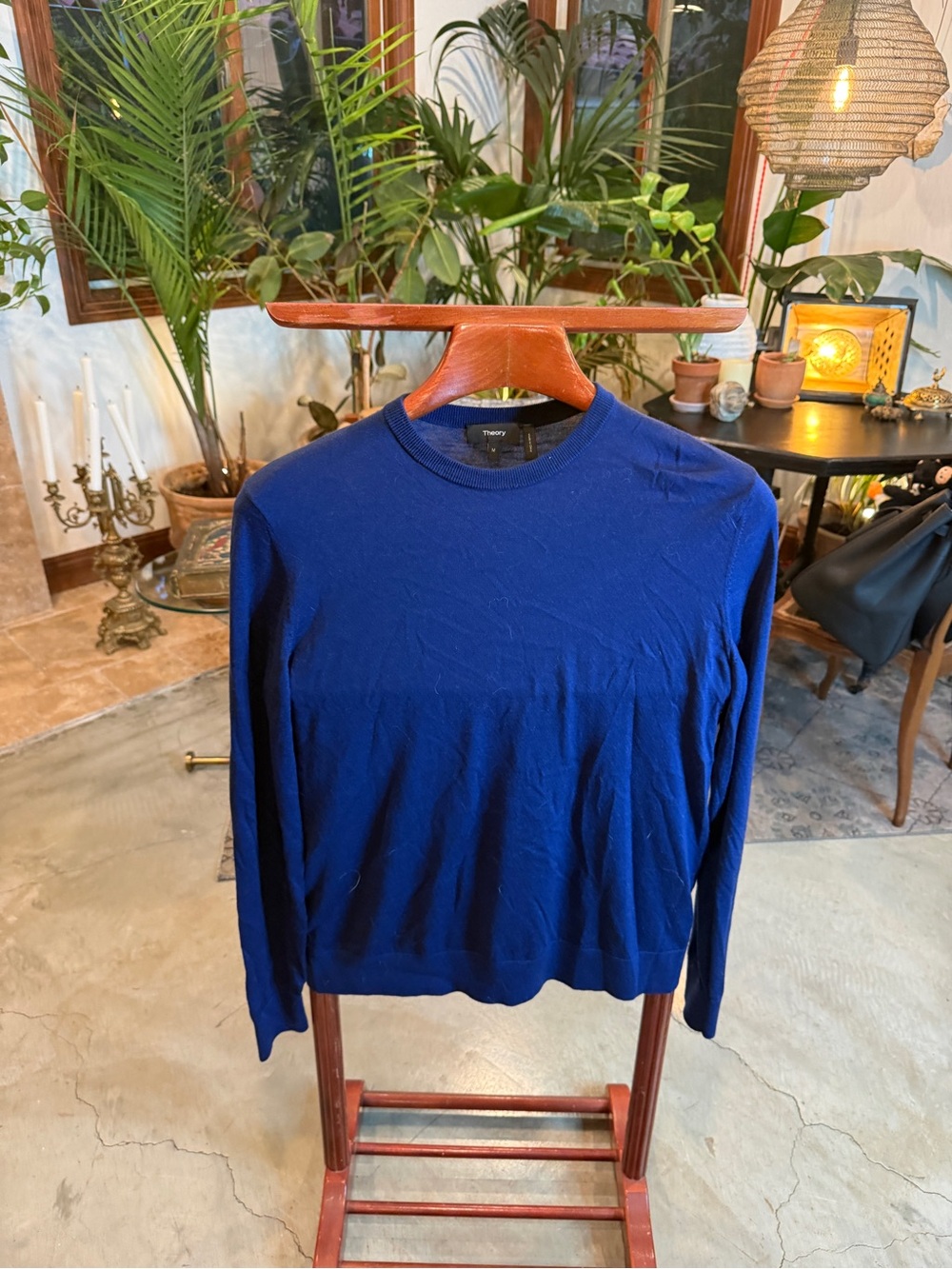 Theory Men's Royal Blue Crewneck Sweater